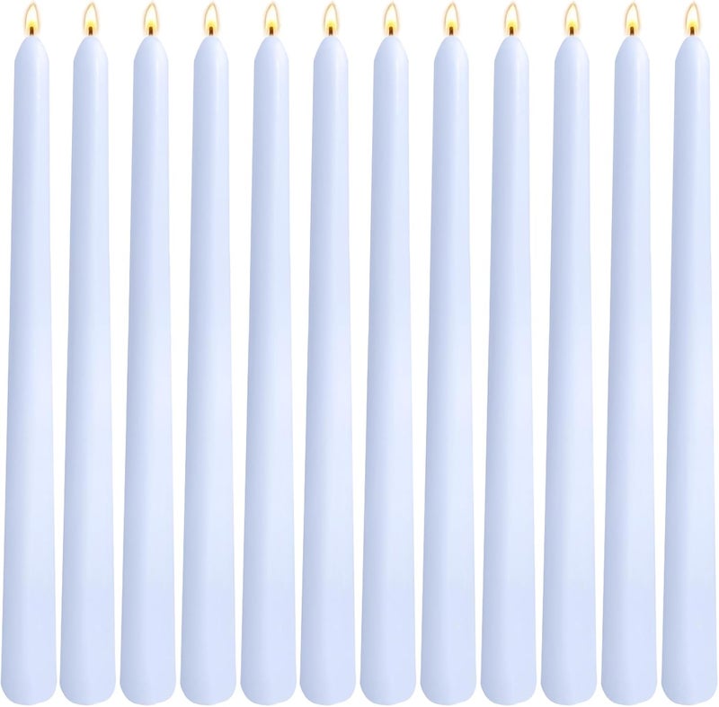 Sihuida 12-Pack Pale Blue Taper Candles, 10 Inch Unscented Dripless Candlesticks, Long-Lasting Burn Time of 6-7 Hours, Perfect for Home Décor Weddings Babyshower and Events - Image 1
